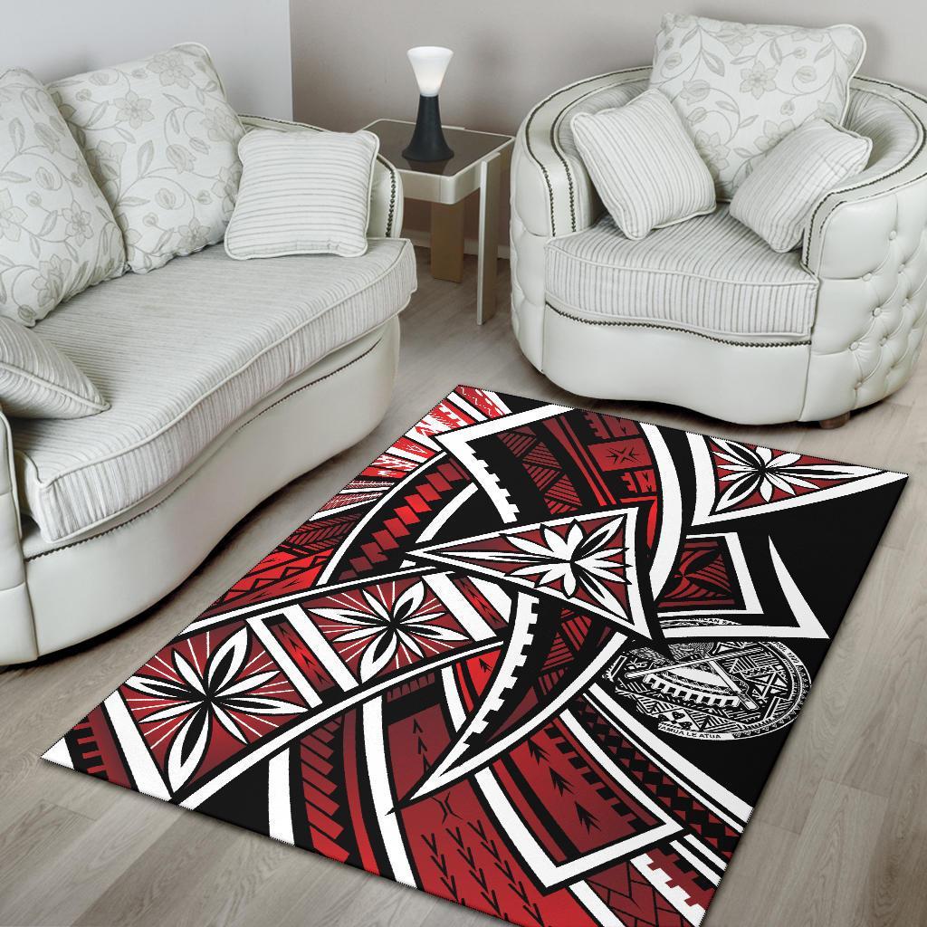 American Samoa Polynesian Area Rug - Tribal Flower Special Pattern Red Color-Myprintsy