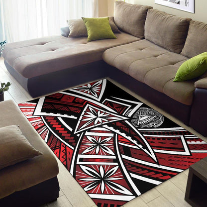 American Samoa Polynesian Area Rug - Tribal Flower Special Pattern Red Color-Myprintsy