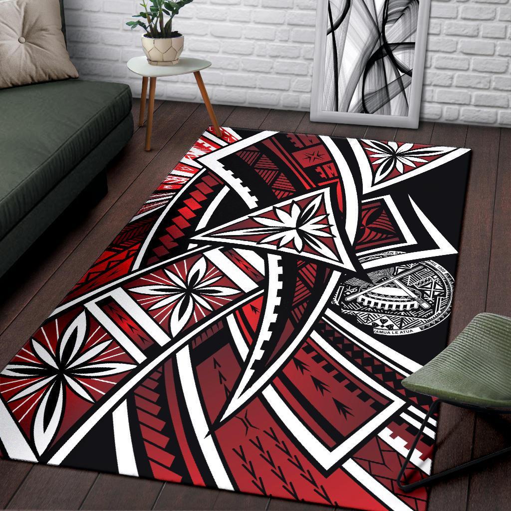 American Samoa Polynesian Area Rug - Tribal Flower Special Pattern Red Color-Myprintsy