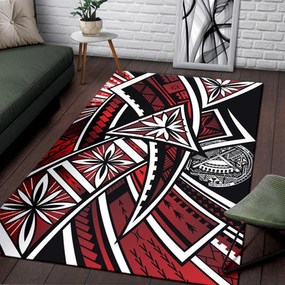 American Samoa Polynesian Area Rug - Tribal Flower Special Pattern Red Color-Myprintsy