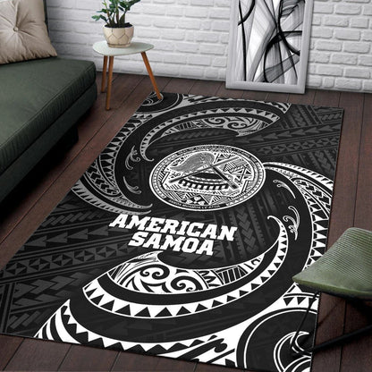 American Samoa Polynesian Area Rug - White Tribal Wave-Myprintsy