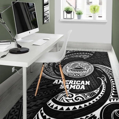 American Samoa Polynesian Area Rug - White Tribal Wave-Myprintsy