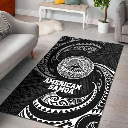 American Samoa Polynesian Area Rug - White Tribal Wave-Myprintsy