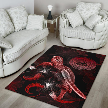 American Samoa Polynesian Area Rugs - Turtle With Blooming Hibiscus Red-Myprintsy