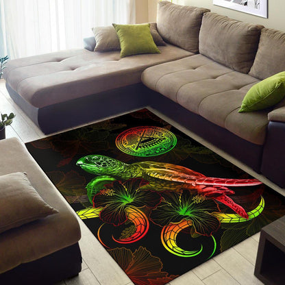 American Samoa Polynesian Area Rugs - Turtle With Blooming Hibiscus Reggae-Myprintsy