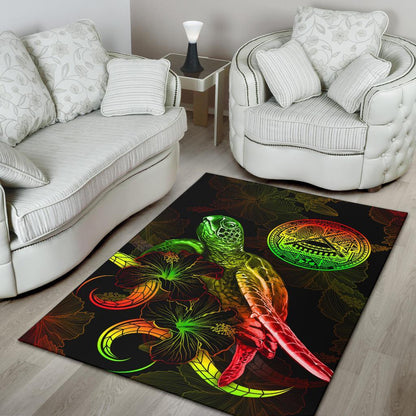 American Samoa Polynesian Area Rugs - Turtle With Blooming Hibiscus Reggae-Myprintsy