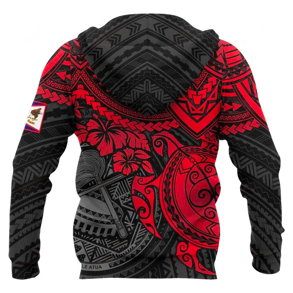 American Samoa Polynesian Hoodie - Red Turtle-Myprintsy