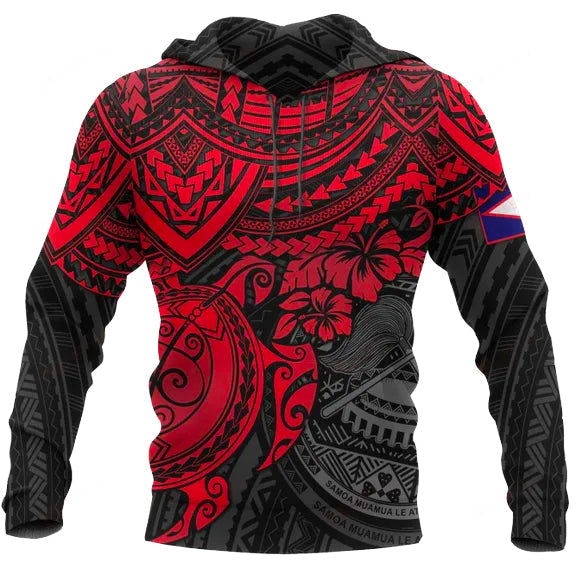 American Samoa Polynesian Hoodie - Red Turtle-Myprintsy