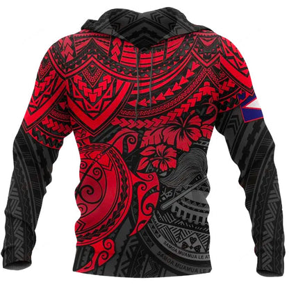 American Samoa Polynesian Hoodie - Red Turtle-Myprintsy