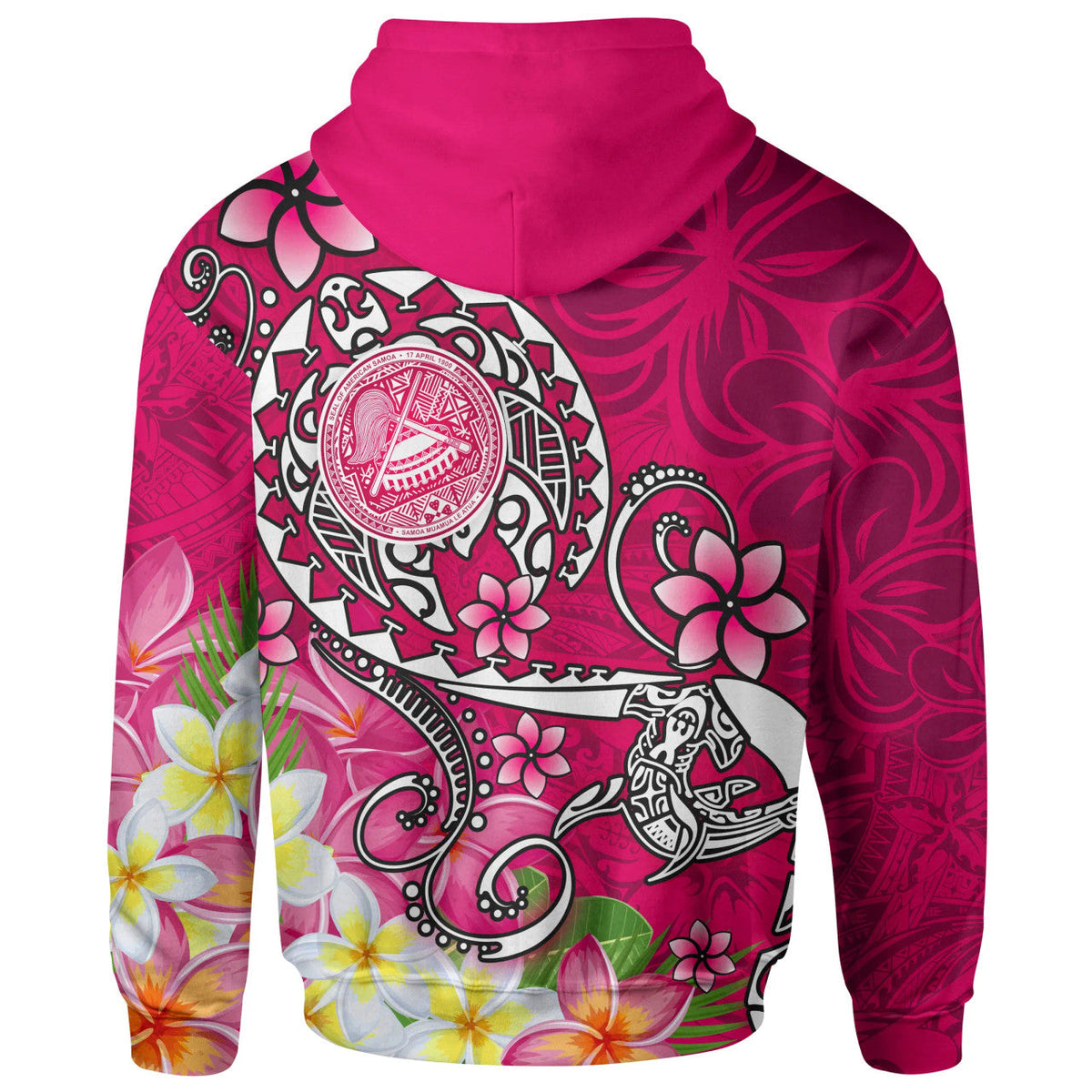 American Samoa Polynesian Kid Hoodie - Turtle Plumeria (Pink)-Myprintsy
