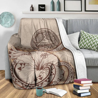 American Samoa Premium Blanket - Hibiscus Flowers Vintage Style-Myprintsy