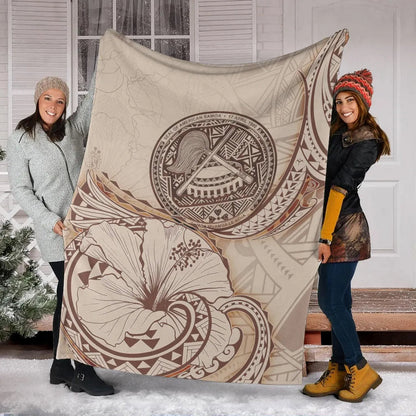 American Samoa Premium Blanket - Hibiscus Flowers Vintage Style-Myprintsy
