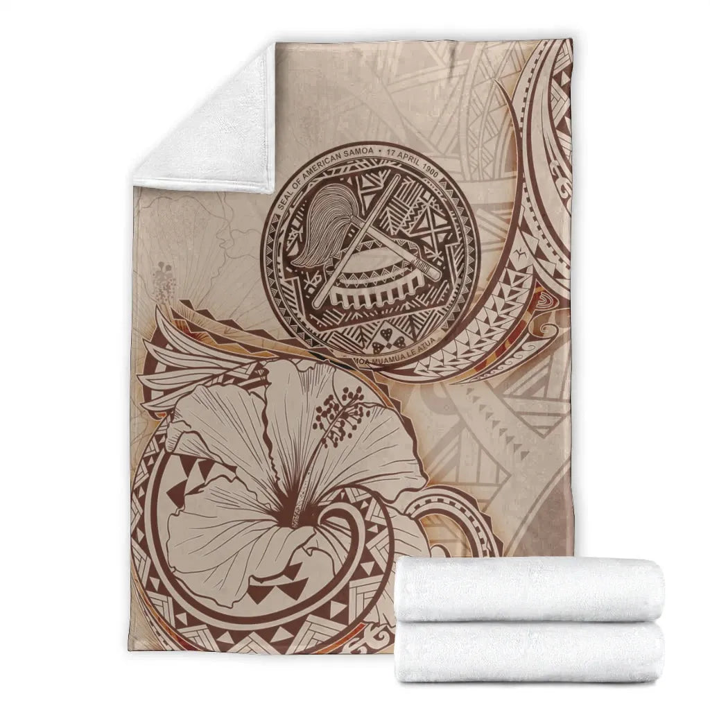 American Samoa Premium Blanket - Hibiscus Flowers Vintage Style-Myprintsy