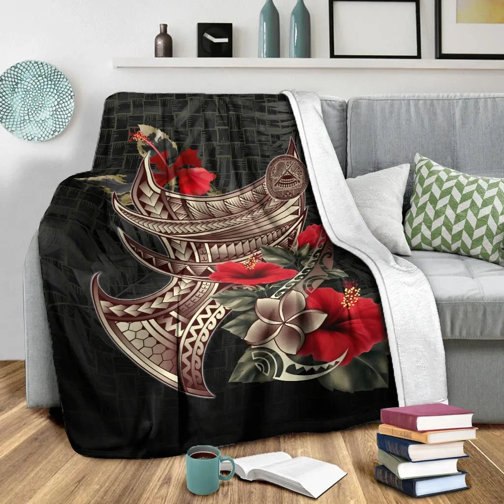 American Samoa Premium Blanket - Polynesian Tribal Vintage Style-Myprintsy