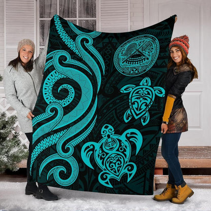 American Samoa Premium Blanket - Turquoise Tentacle Turtle-Myprintsy