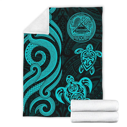 American Samoa Premium Blanket - Turquoise Tentacle Turtle-Myprintsy