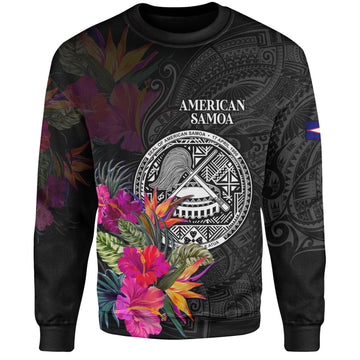 American Samoa Sweatshirt Custom Polynesian Pattern Tropical Floral Design-Myprintsy