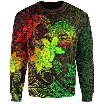 American Samoa Sweatshirt Plumeria Flowers Vintage Style Reggae Colors-Myprintsy