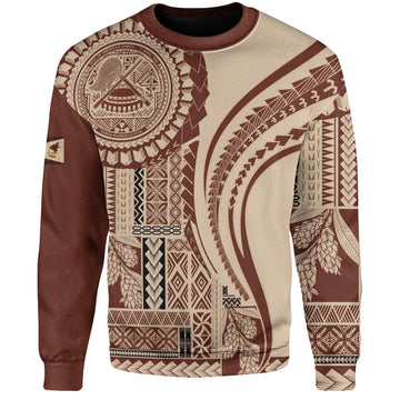 American Samoa Sweatshirt Samoan Siapo Brown Design-Myprintsy