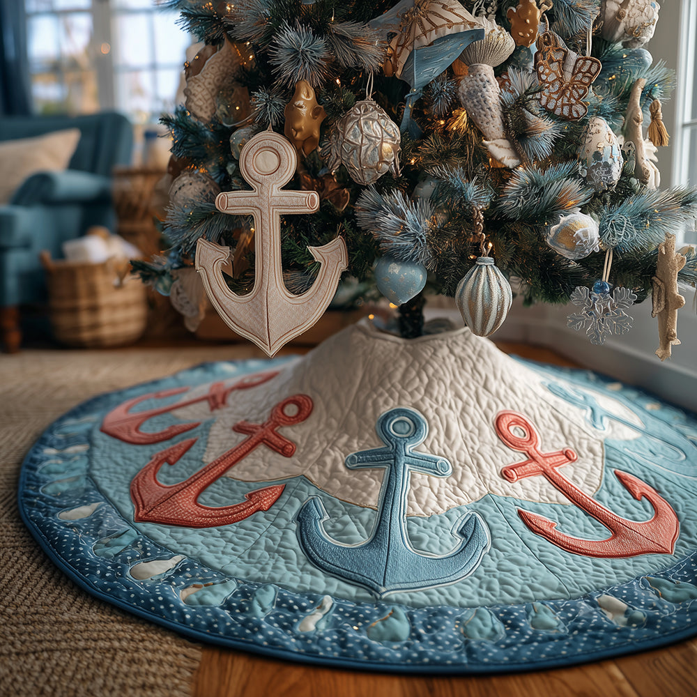 Anchored in Joy Christmas Quilted Tree Skirt-Myprintsy