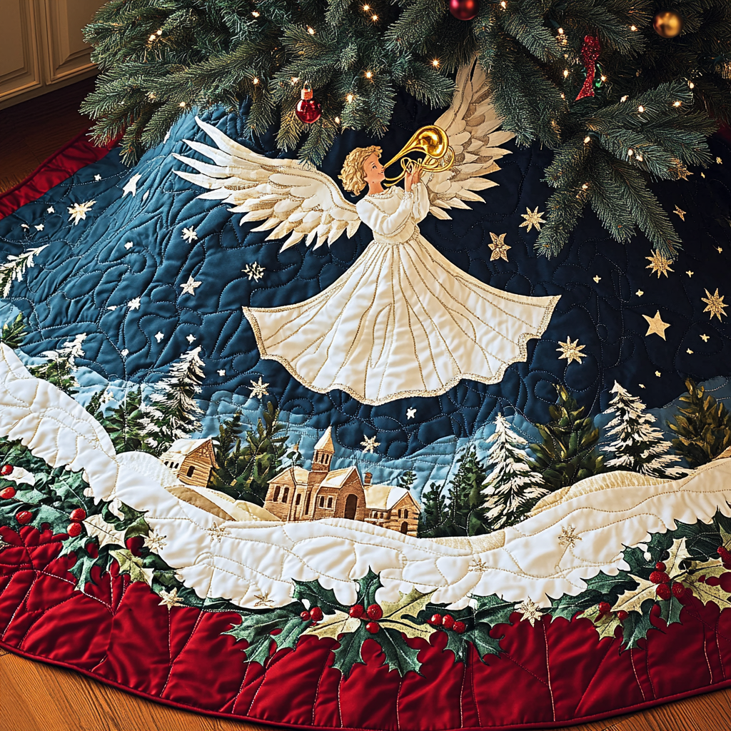 Angelic Tune Christmas Quilted Tree Skirt VH-Myprintsy