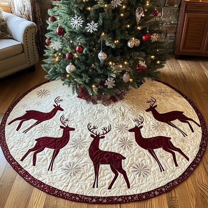 Antlered Elegance Christmas Quilted Tree Skirt-Myprintsy