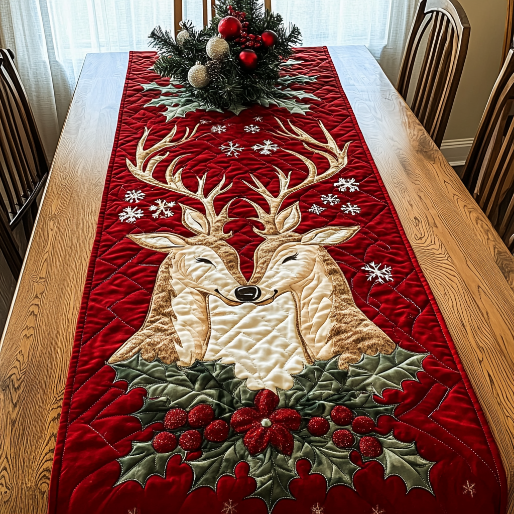 Antlered Winter Magic Quilted Table Runner VTQ-Myprintsy
