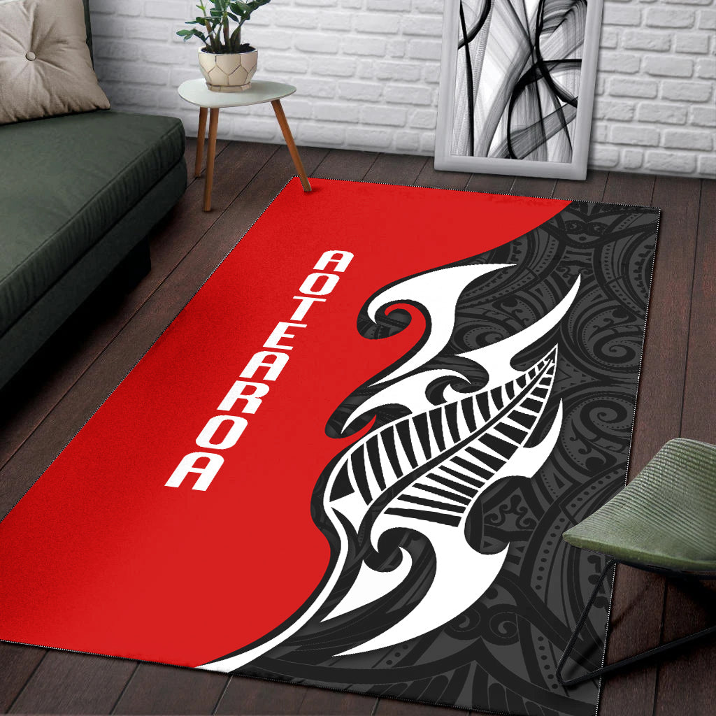 Aotearoa Silver Fern Maori Area Rug-Myprintsy