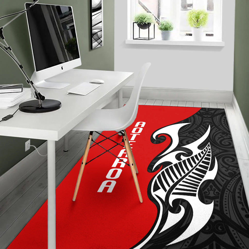Aotearoa Silver Fern Maori Area Rug-Myprintsy