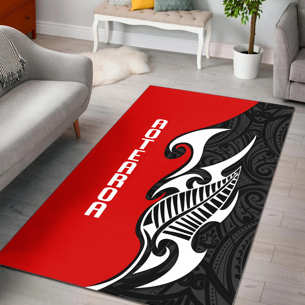 Aotearoa Silver Fern Maori Area Rug-Myprintsy