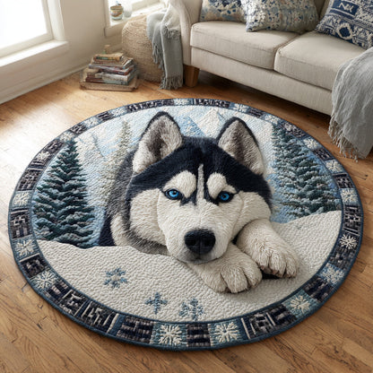 Arctic Husky Slumber Quilted Round Mat VTQ-Myprintsy
