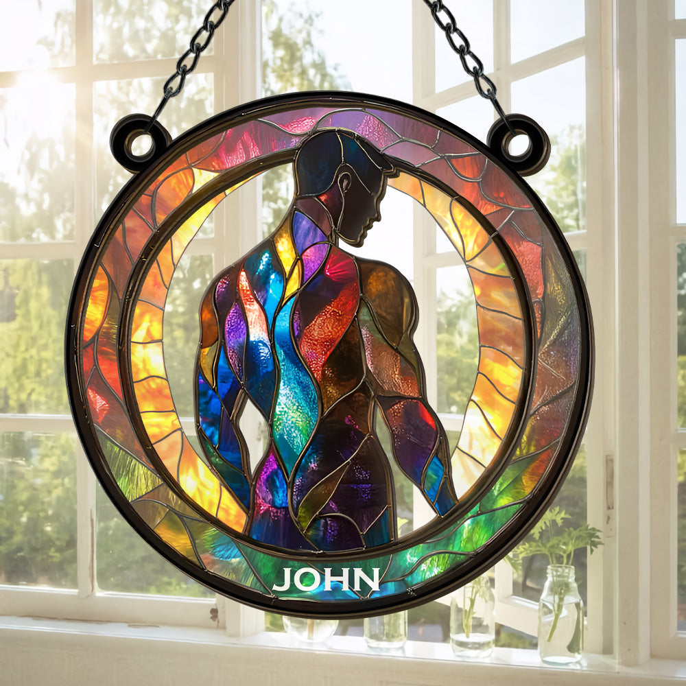 Attractive Strong Gay - Personalized Window Hanging Suncatcher Ornament - Gifts For Gay Men-Myprintsy
