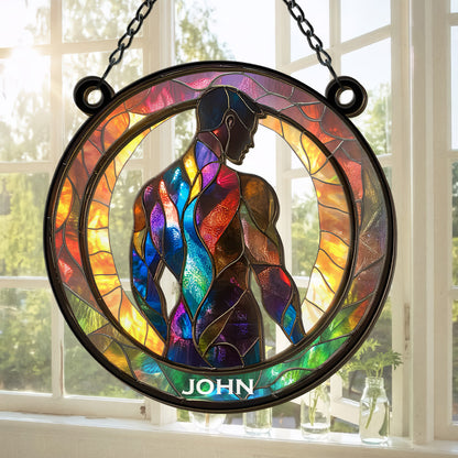 Attractive Strong Gay - Personalized Window Hanging Suncatcher Ornament - Gifts For Gay Men-Myprintsy