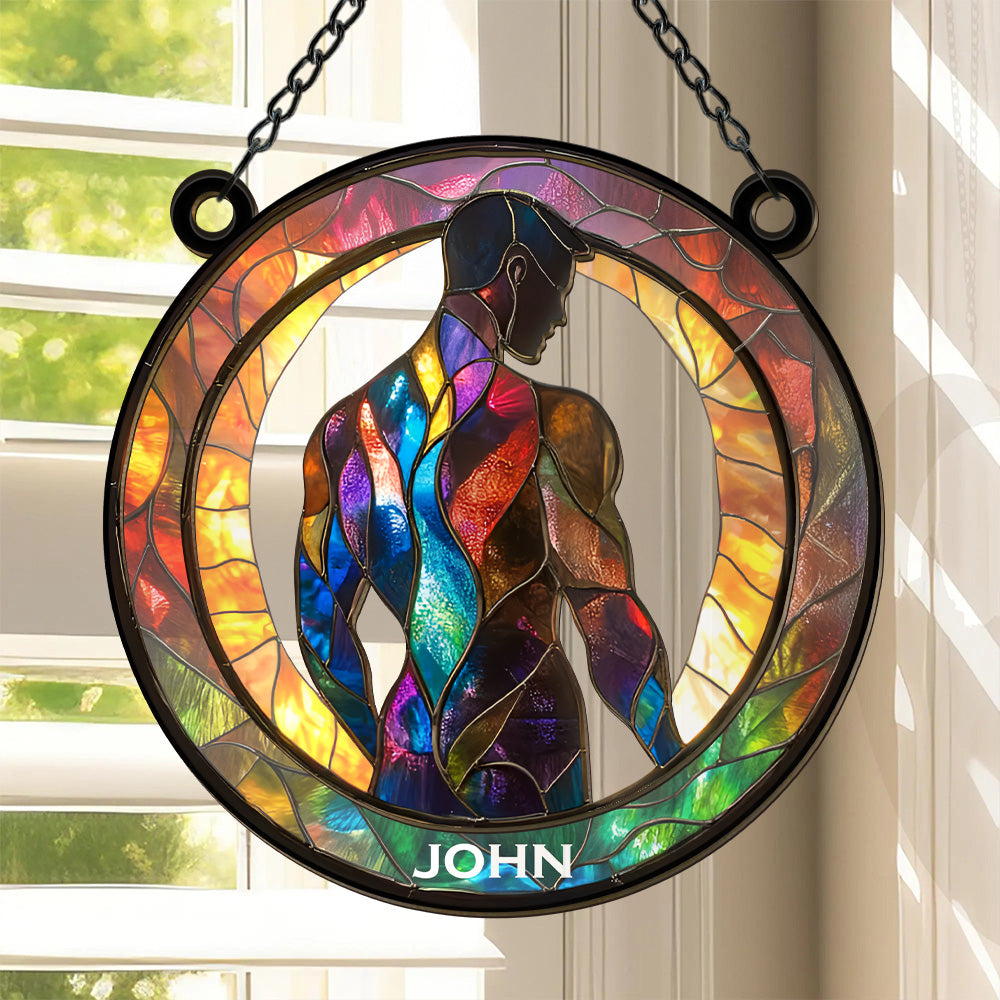 Attractive Strong Gay - Personalized Window Hanging Suncatcher Ornament - Gifts For Gay Men-Myprintsy