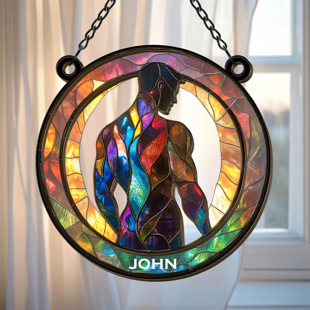 Attractive Strong Gay - Personalized Window Hanging Suncatcher Ornament - Gifts For Gay Men-Myprintsy
