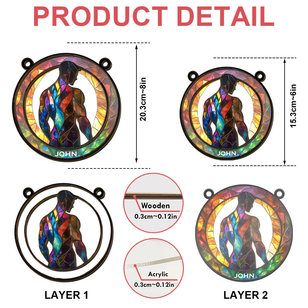 Attractive Strong Gay - Personalized Window Hanging Suncatcher Ornament - Gifts For Gay Men-Myprintsy