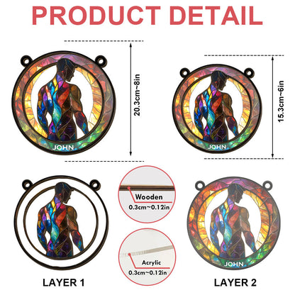 Attractive Strong Gay - Personalized Window Hanging Suncatcher Ornament - Gifts For Gay Men-Myprintsy