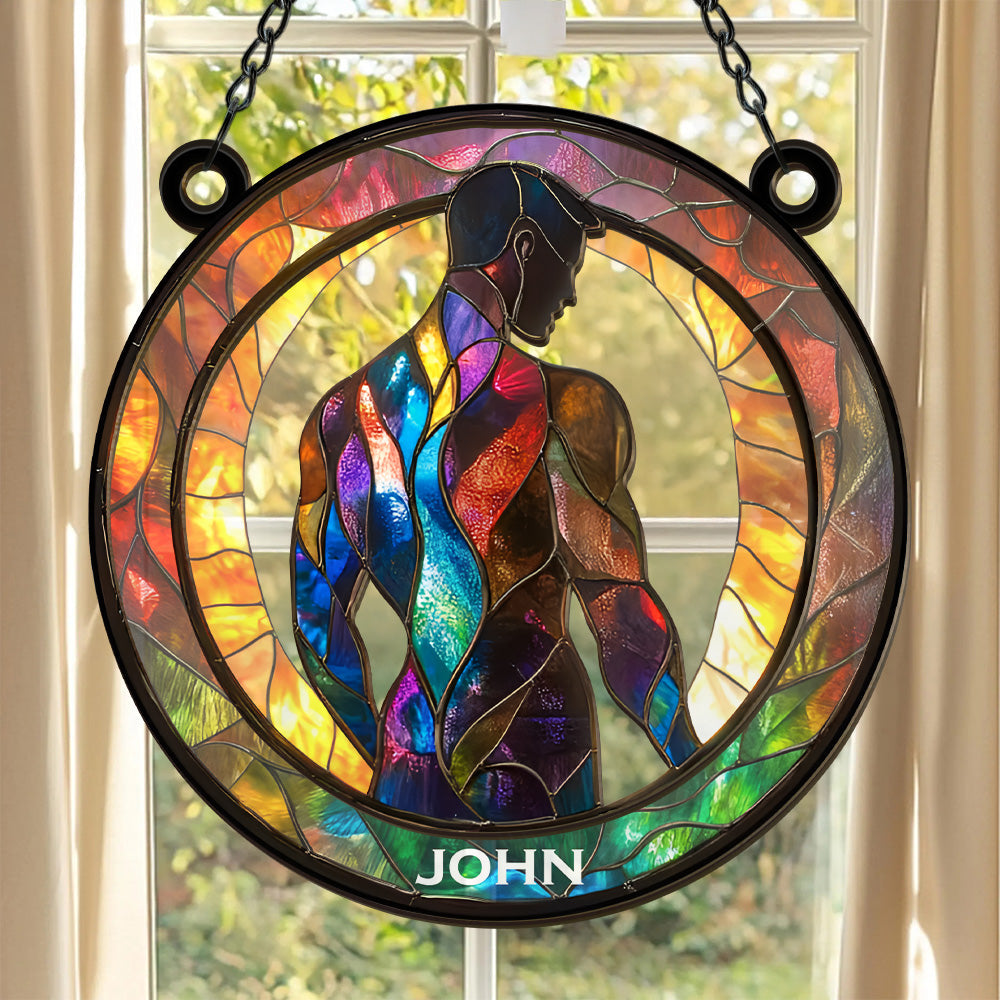 Attractive Strong Gay - Personalized Window Hanging Suncatcher Ornament - Gifts For Gay Men-Myprintsy