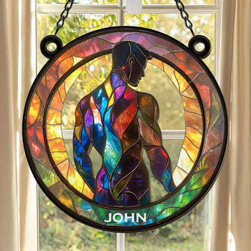 Attractive Strong Gay - Personalized Window Hanging Suncatcher Ornament - Gifts For Gay Men-Myprintsy