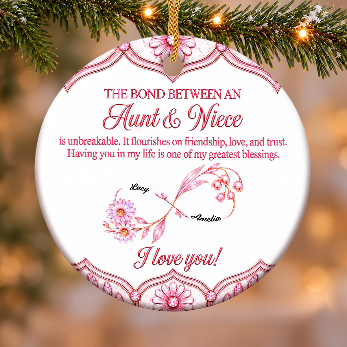 Aunt And Niece Unbreakable Bond - Personalized Acrylic Ornament-Myprintsy