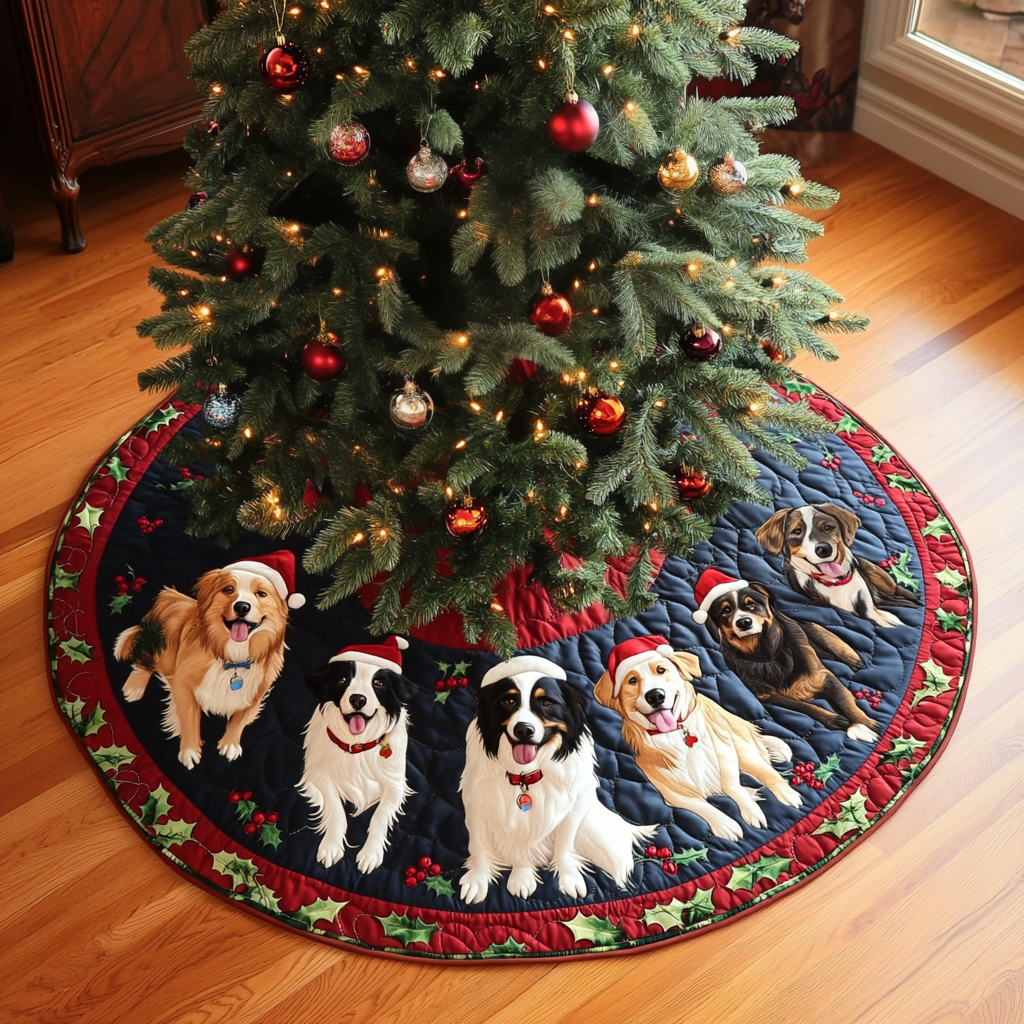 Australian Shepard Christmas Charm Christmas Quilted Tree Skirt VTQ-Myprintsy