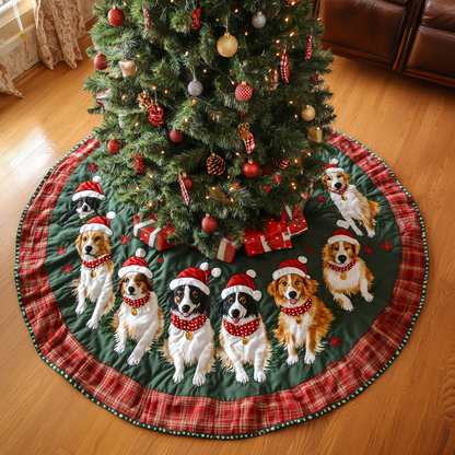 Australian Shepard Holiday Spirit Christmas Quilted Tree Skirt-Myprintsy