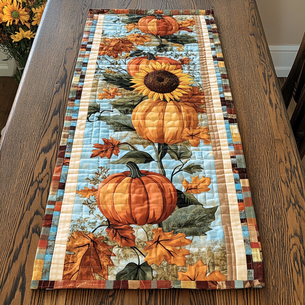 Autumn Harvest Joy Quilted Table Runner VTQ-Myprintsy