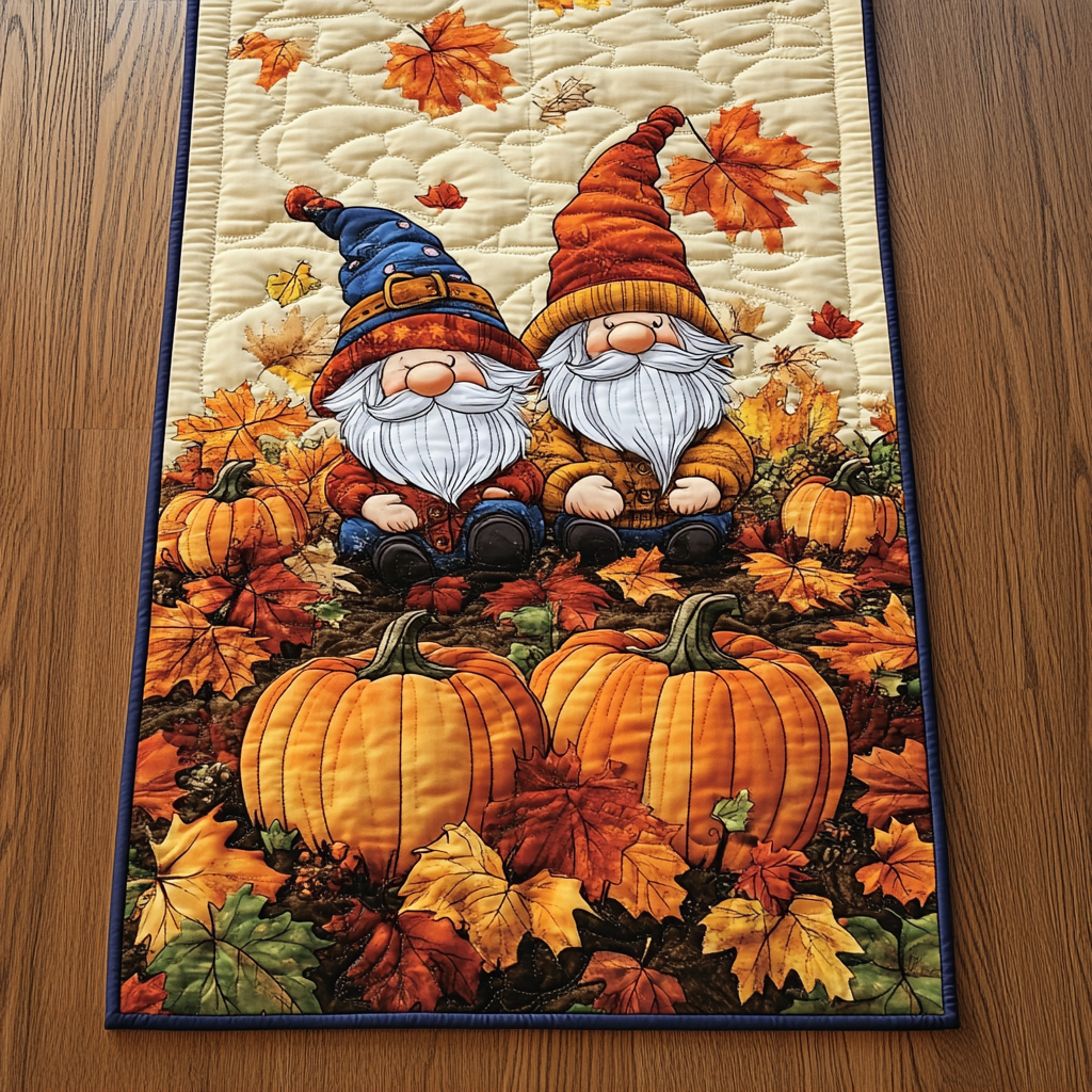 Autumn Pumpkin Scene Quilted Table Runner VTQ-Myprintsy