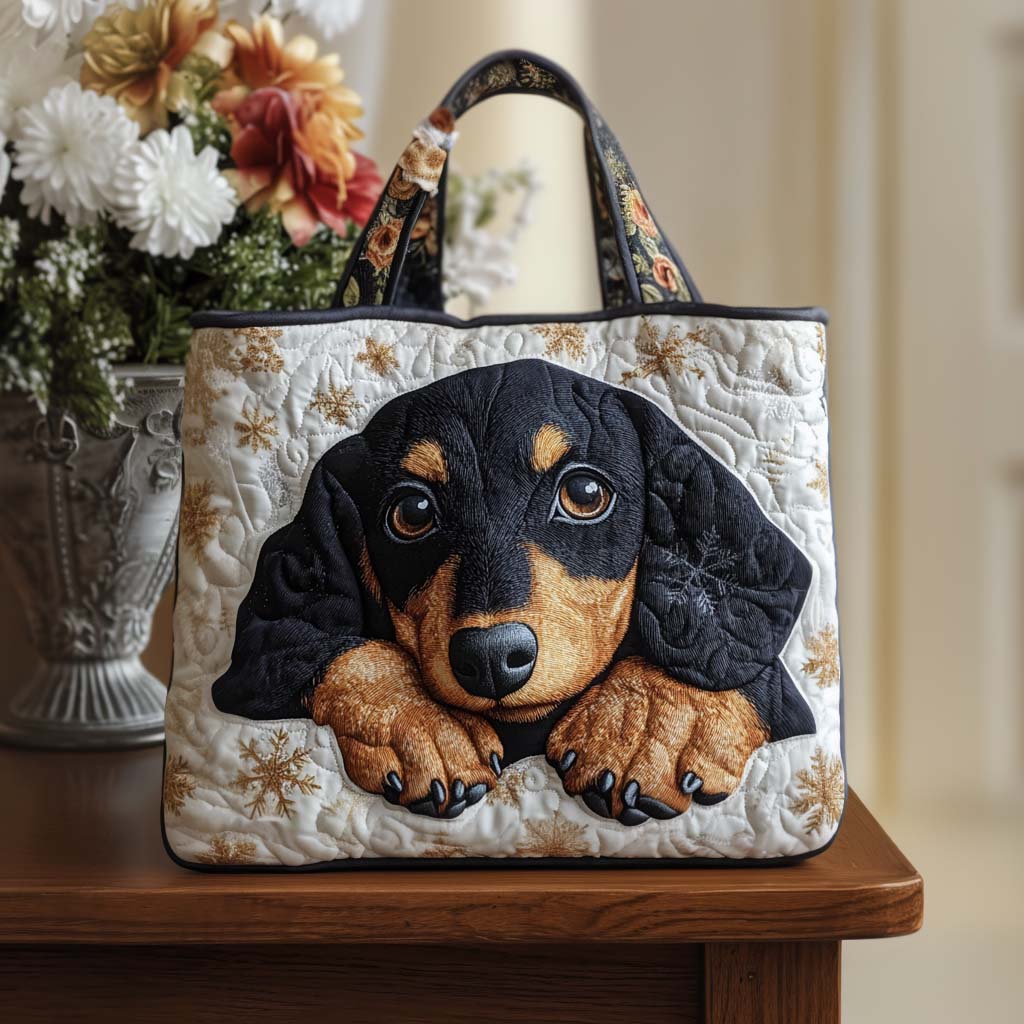Autumn Pup Quilted Tote Bag VTQ-Myprintsy