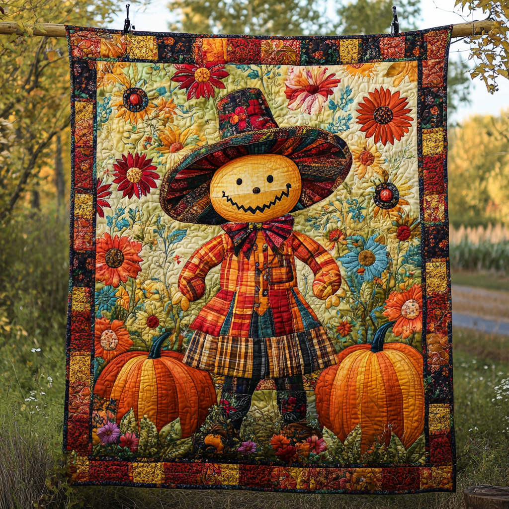 Autumn Splendor Scarecrow Quilted Blanket PD VTQ-Myprintsy