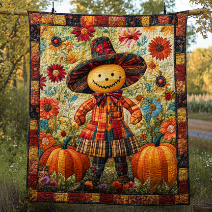 Autumn Splendor Scarecrow Quilted Blanket PD VTQ-Myprintsy