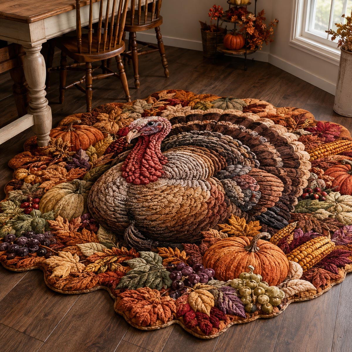 Autumn Turkey Feast Custom Shape Area Rug VTQ-Myprintsy