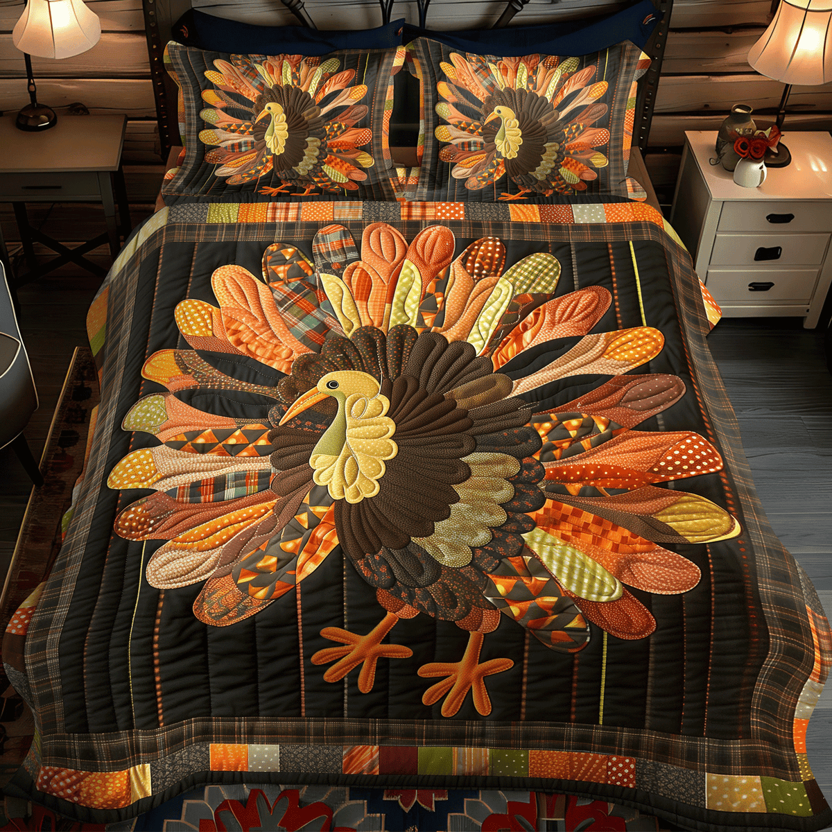 Autumn Turkey -Piece Quilted Bedding Set VTQ-Myprintsy