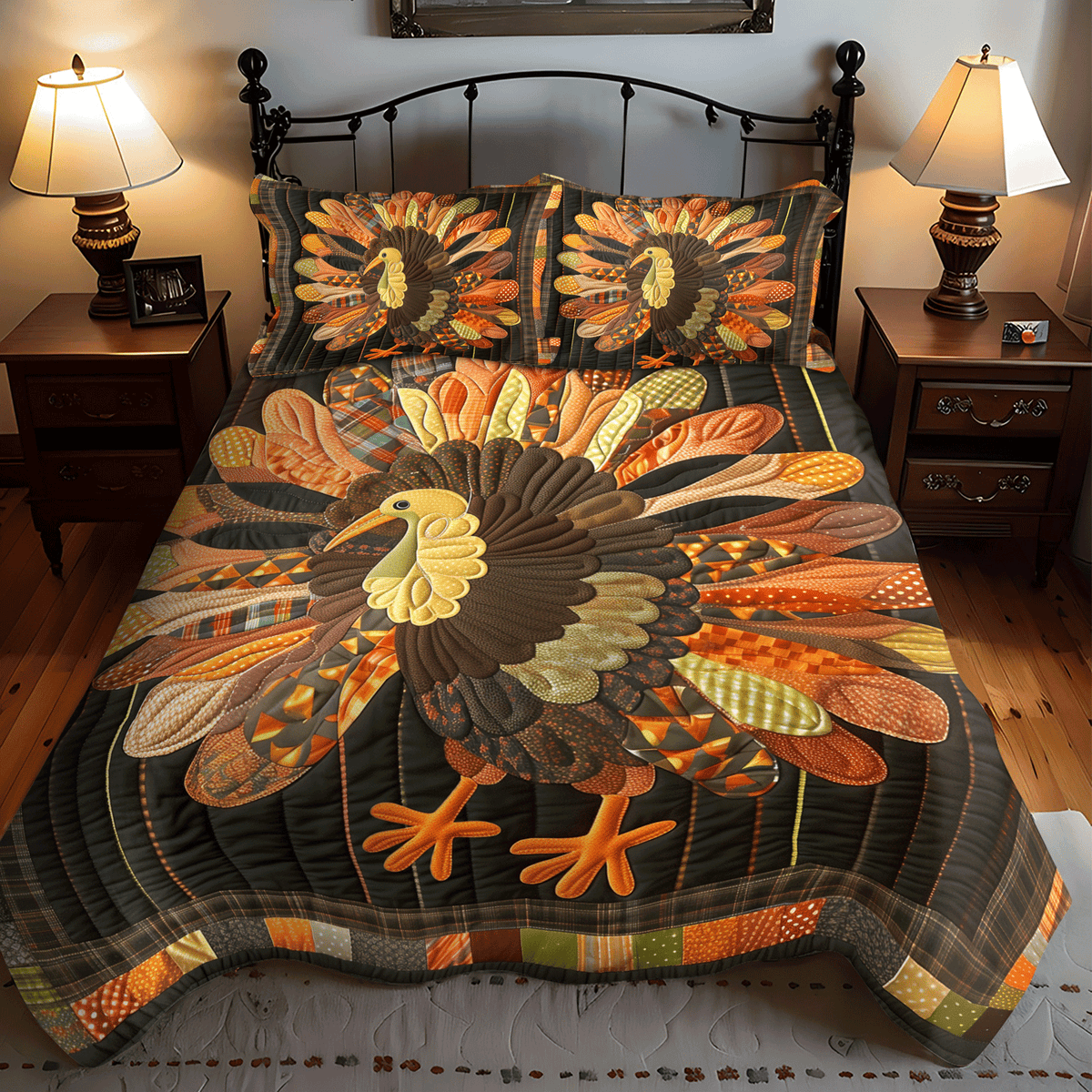 Autumn Turkey -Piece Quilted Bedding Set VTQ-Myprintsy